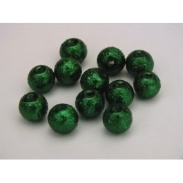 Voskované perly 8mm vrúbkované, zelená tm. 10 ks