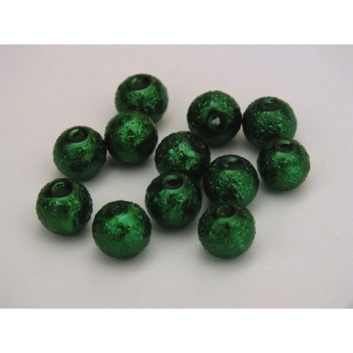 Voskované perly 8mm vrúbkované, zelená tm. 50 ks