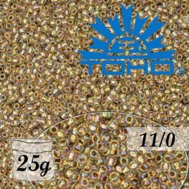 Toho Rokajl 11/0 Gold-Lined Rainbow Crystal č.994 25g