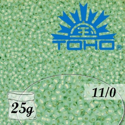 Toho Rokajl 11/0 Silver-Lined Milky Lt Peridot č.2118 25g