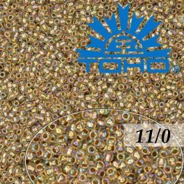 Toho Rokajl 11/0 Gold-Lined Rainbow Crystal č.994 8g