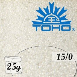 Toho Rokajl 15/0 Trans-Rainbow Frosted Crystal, 25g (č.161F)