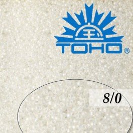 Toho Rokajl 8/0 Trans-Rainbow Frosted Crystal, 10g (č.161F)