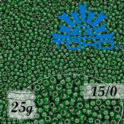 Toho Rokajl 15/0 Transparent Green Emerald č.939 25g