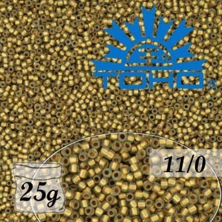 Toho Rokajl 11/0 Gold-Lined Rainbow Black Diamond 25g (č.999FM)