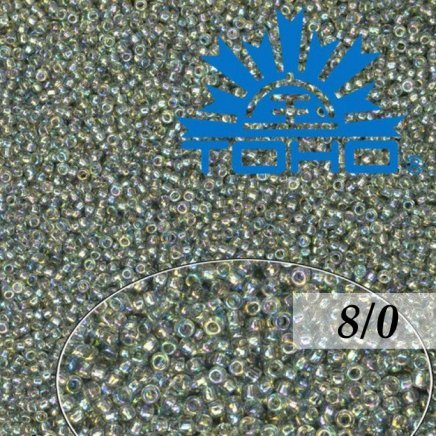 Toho Rokajl 8/0  Transparent-Rainbow Black Diamond č.176 10g