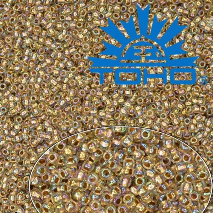 Toho Rokajl 8/0 Gold-Lined Rainbow Crystal č.994 25g