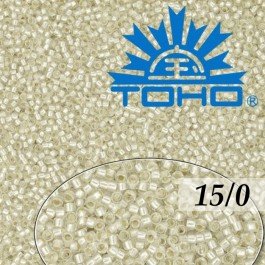 Toho Rokajl 15/0 Silver-Lined Frosted Crystal, 5g (č.21F)