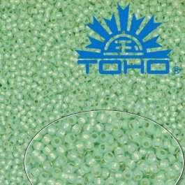 Toho Rokajl 11/0 Silver-Lined Milky Lt Peridot č.2118 8g