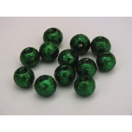 Voskované perly 6mm vrúbkované, zelená tm. (07/17)