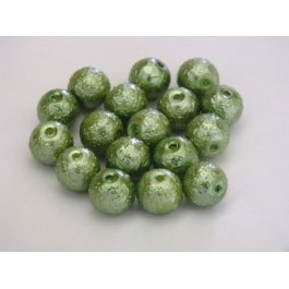 Voskované perly 8mm vrúbkované, zelená 10 ks