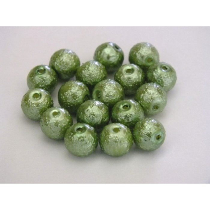 Voskované perly 8mm vrúbkované, zelená 50 ks