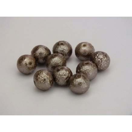 Voskované perly 8mm vrúbkované, hnedá sv. 10 ks