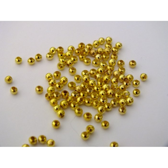 Korálky kovové 3mm 50 g zlato