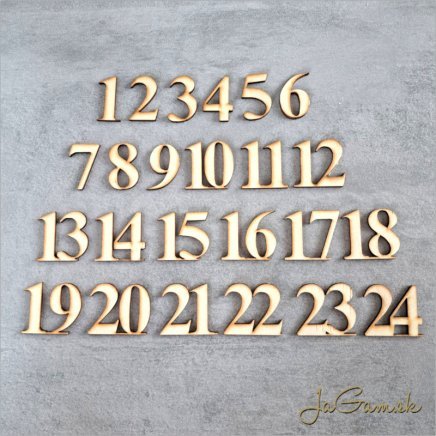 Drevené čísla na adventný kalendár 2cm - 24ks (P28csada24)