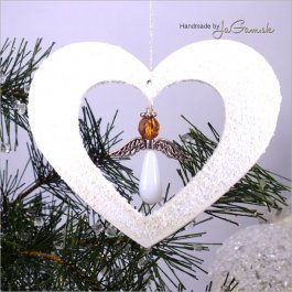 Vianočná ozdoba - Anjelik oranžovo-biely
