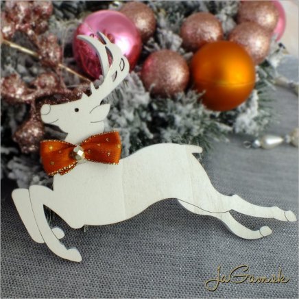 Drevená vianočná ozdoba - jelenček 10x14 cm 1 ks (dv1095zd_o)