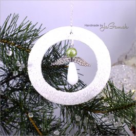 Vianočná ozdoba - Anjelik zeleno-biely