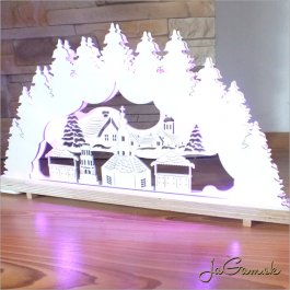 Drevená vianočná dekorácia s LED osvetlením 49 x 25 cm (dv2002)