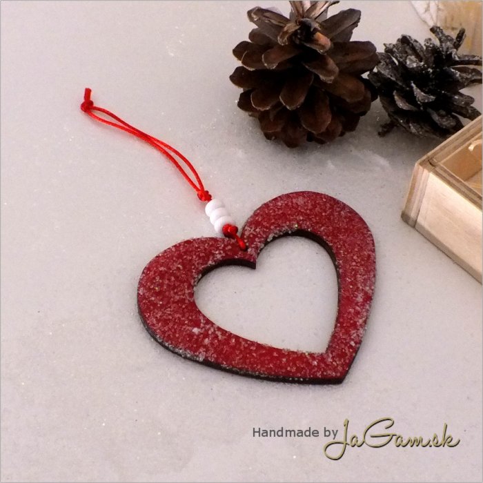 Vianočná ozdoba - SRDCE 8,5 x 8 cm, zamrznuté 1 ks (dv1045)