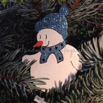Vianočná ozdoba - snehuliak modrý 8cm, 1ks