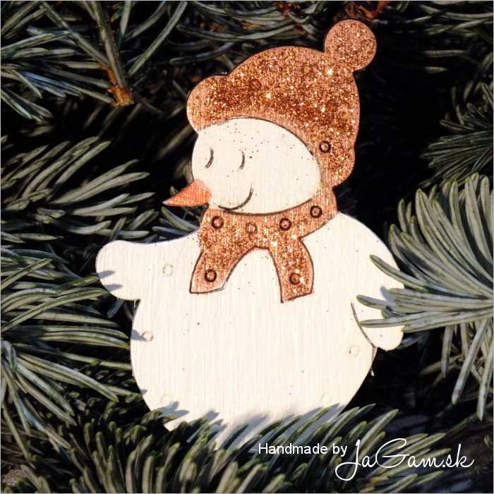 Vianočná ozdoba - snehuliak oranžový 8cm, 1ks
