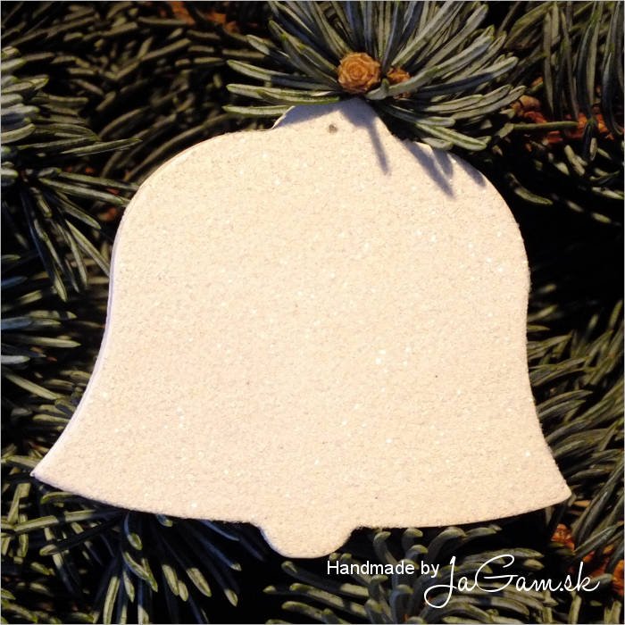 Vianočná ozdoba - zasnežený zvonček 8cm, 1ks