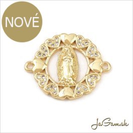 Kovový medzikus na ruženec 20x25mm zlatý 1ks (kk228)