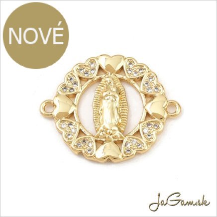 Kovový medzikus na ruženec 20x25mm zlatý 1ks (kk228)