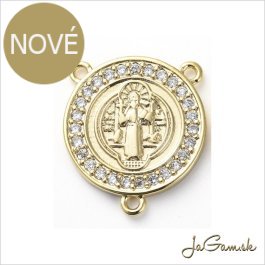 Kovový medzikus na ruženec 17x10mm zlatý 1ks (kk225)