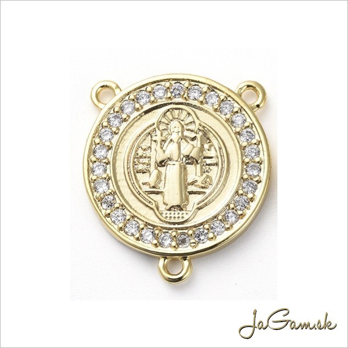 Kovový medzikus na ruženec 17x10mm zlatý 1ks (kk225)