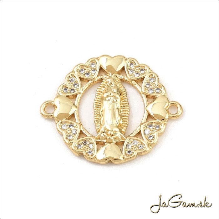 Kovový medzikus na ruženec 20x25mm zlatý 1ks (kk228)