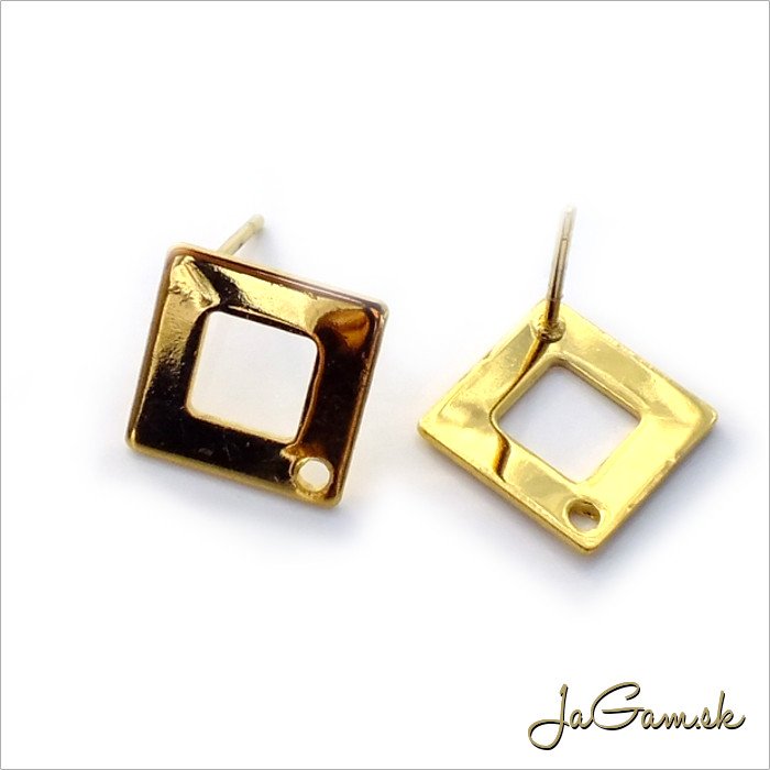 Náušnicové zapínanie 10x10mm CHIRURGICKÁ OCEĽ zlatá, 2ks (ch1091g)