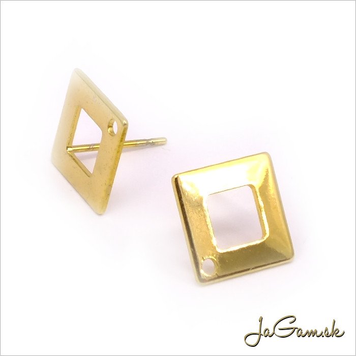 Náušnicové zapínanie 10x10mm CHIRURGICKÁ OCEĽ zlatá, 2ks (ch1091g)