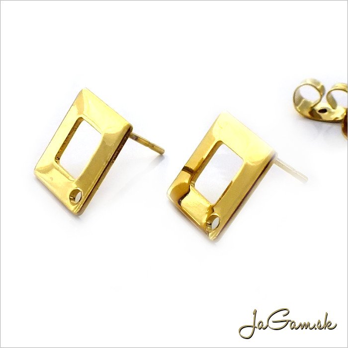 Náušnicové zapínanie 10x10mm CHIRURGICKÁ OCEĽ zlatá, 2ks (ch1091g)
