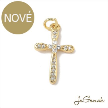 Kovový prívesok krížik 13x20mm zlatý, 1ks (B118)