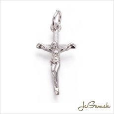 Kovový prívesok krížik 10x20mm platina, 1ks (B117)