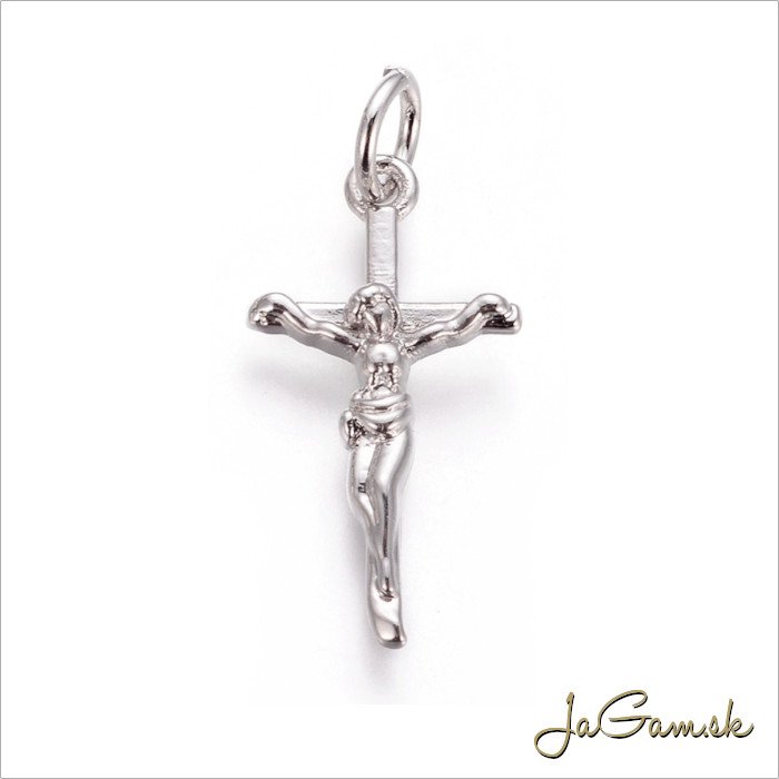 Kovový prívesok krížik 10x20mm platina, 1ks (B117)