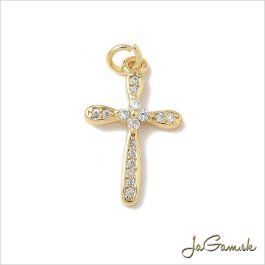 Kovový prívesok krížik 13x20mm zlatý, 1ks (B118)