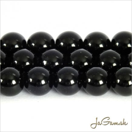 Minerál Obsidián 10mm, šnúra cca 40ks (m122)