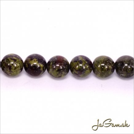 Minerál Indian Bloodstone 8mm, šnúra cc46ks (m163)