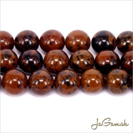 Minerál Obsidián 8mm, šnúra cca 47ks (m186)