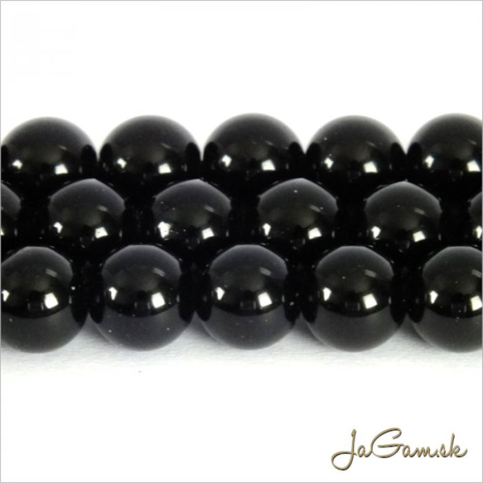 Minerál Obsidián 10mm, šnúra cca 40ks (m122)