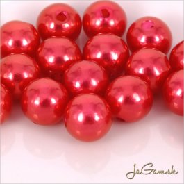 Akrylové korálky 10mm červená/ malinová, cca 20ks (1010)