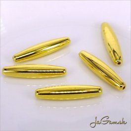 Plastové korálky 27x6 mm zlaté, 10 ks (944)
