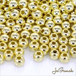 Plastové korálky 4mm zlaté, 10g (975)