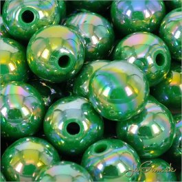 Akrylové korálky 12mm zelená s AB efektom, 10ks (996)