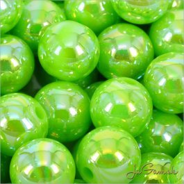 Akrylové korálky 12mm zelená s AB efektom, 10ks (998)