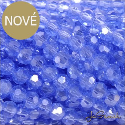 Sklenené brúsené korálky - ohňovky 3mm modrá s listrom, 60ks (5103)