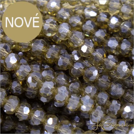 Sklenené brúsené korálky - ohňovky 3mm zelená s listrom, 60ks (5110)